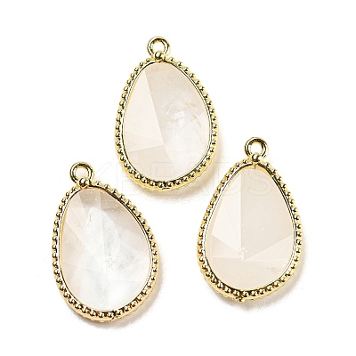 Natural Quartz Crystal Rock Crystal Faceted Pendants G-M431-14G-02-1