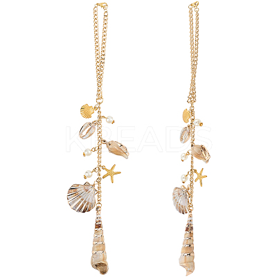 2Pcs Ocean Theme Acrylic & Alloy Pendant Decoration HJEW-SC0002-70-1