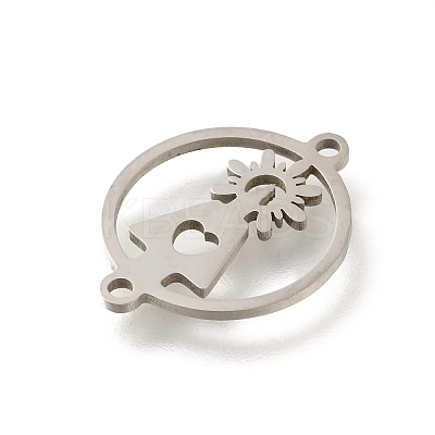 201 Stainless Steel Laser Cut Connector Charms STAS-R132-14P-1