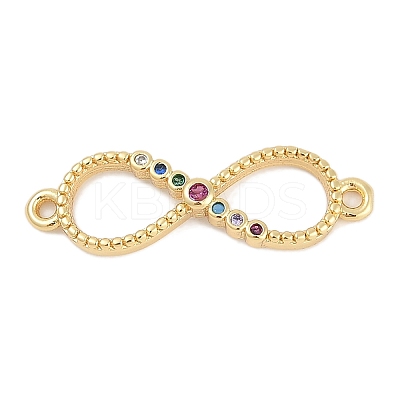 Brass Micro Pave Colorful Cubic Zirconia Infinity Connector Charms KK-Q028-65G-1