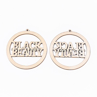 Undyed Natural Wooden Big Pendants X-WOOD-N007-116-1