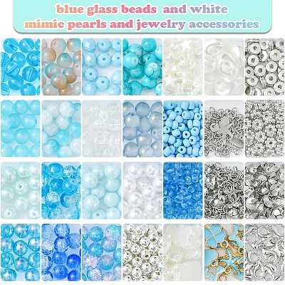 DIY Round Glass & CCB Plastic Beads Bracelets Making Kits DIY-FS0007-56A-1