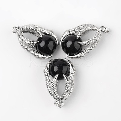 Eagle Claw Alloy Natural Dyed & Heated Black Agate Pendants G-L455-A10-1