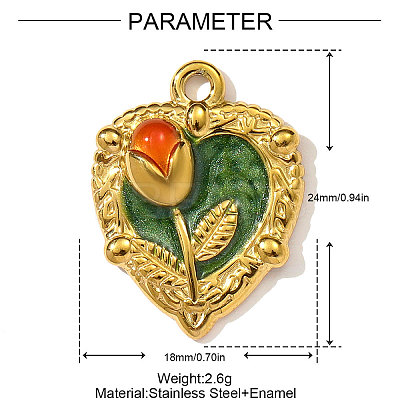 304 Stainless Steel Enamel Pendants STAS-OY003-16G-1