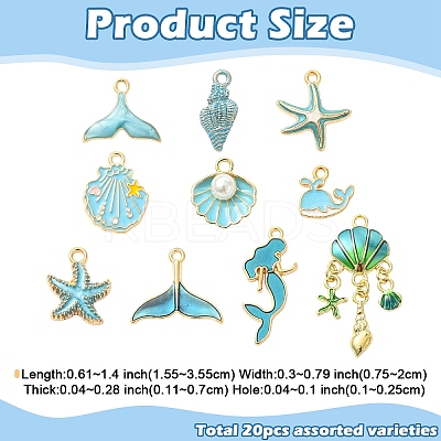 20Pcs 10 Styles Ocean Theme Alloy with Enamel Pendants FIND-YW0012-73-1
