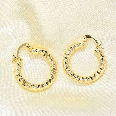 Brass Two Tone Hoop Earrings LS-EJEW-B117-06C-G-1