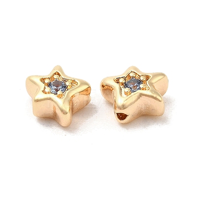 Brass Cubic Zirconia Beads KK-Q773-01G-02-1