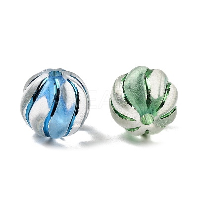 Spray Painted Transparent Acrylic Beads OACR-H054-09-1