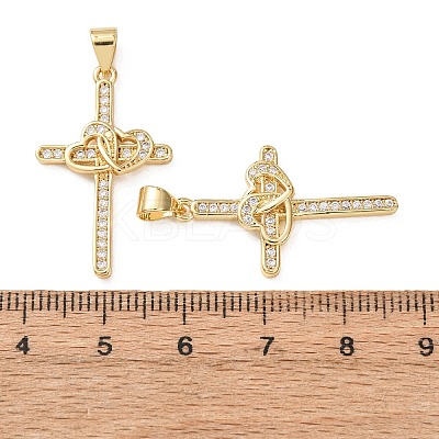 Rack Plating Brass Micro Pave Cubic Zirconia Pendants ZIRC-C040-45G-02-1