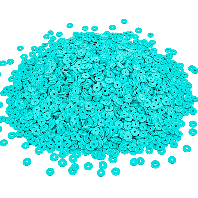 Flat Round Handmade Polymer Clay Beads CLAY-AR0001-18C-1