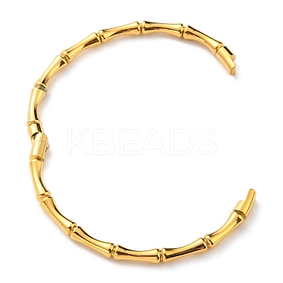 Ion Plating(IP) 304 Stainless Steel Bamboo Hinged Bangle for Women BJEW-D055-04G-1