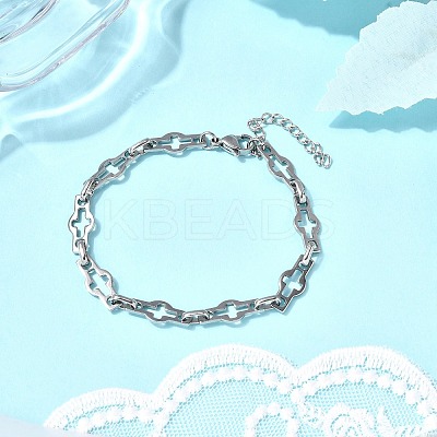 304 Stainless Steel Hollow Cross-Linked Bracelets for Men BJEW-JB12293-02-1