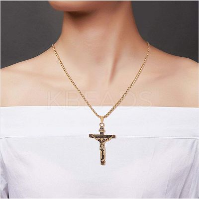 Cross Pendant Necklace with Jesus Crucifix Religious Necklace Sacrosanct Charm Neck Chain Jewelry Gift for Birthday Easter Thanksgiving Day JN1109C-1
