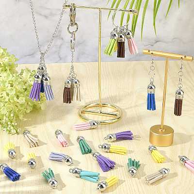 100Pcs 10 Colors Faux Suede Tassel Pendant Decorations FIND-SC0002-28-1
