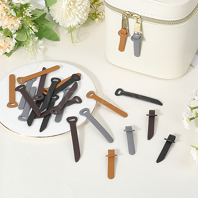 24Pcs 4 Colors Imitation Leather Zipper Pull Fixer Replacement for Tab Luggage Purse Repair Accessories DIY-GF0011-62B-1