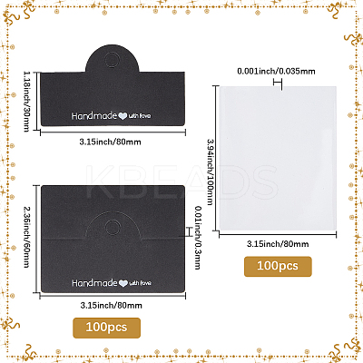 100Pcs Handmade with Love Printed Folding Paper Card Header CDIS-SP0001-32-1