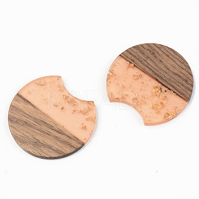 Transparent Resin & Walnut Wood Pendants LS-RESI-S389-001A-B02-1