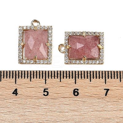 Natural Strawberry Quartz Faceted Rectangle Pendants G-I375-05G-06-1