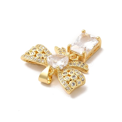 Rack Plating Brass Micro Pave Cubic Zirconia Pendants KK-B068-09G-1