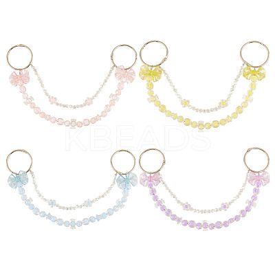 4Pcs 4 Colors Transparent Acrylic Beaded Purse Chain Strap Extenders HJEW-GO00104-1