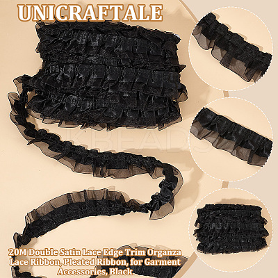 20M Double Satin Lace Edge Trim Organza Lace Ribbon OCOR-UN0001-02B-1