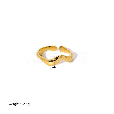 Elegant 304 Stainless Steel Wave Open Cuff Rings TE5640-2-1
