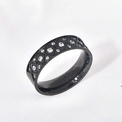 304 Stainless Steel with Clear Cubic Zirconia Finger Rings FS-WG2FC1C-01-1