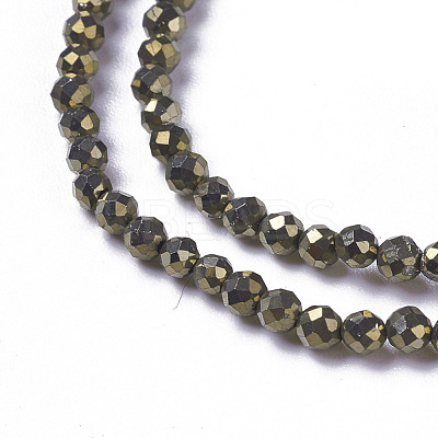 Natural Pyrite Beads Strands G-F596-38-3mm-1