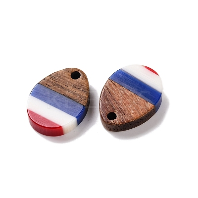 Independence Day Opaque Striped Resin & Walnut Wood Pendants RESI-U010-01C-1