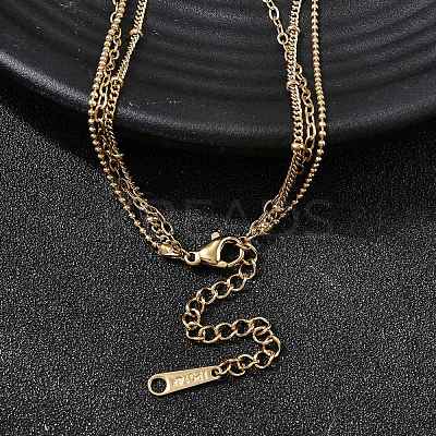 304 Stainless Steel 3 Layered Chain Necklaces for Women NJEW-K255-56G-1