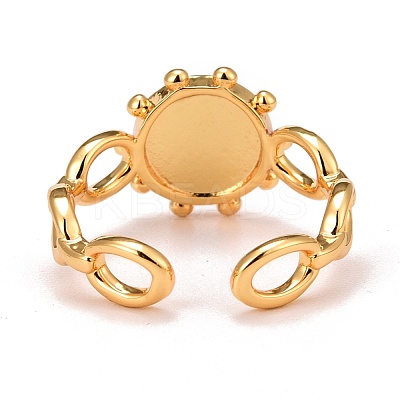 Real 18K Gold Plated Brass Cuff Ring RJEW-C014-03-1