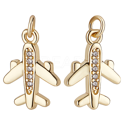 10Pcs Brass Micro Pave Clear Cubic Zirconia Pendants ZIRC-BBC0001-27-1