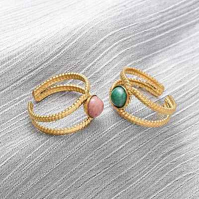 304 Stainless Steel Adjustable Open Cuff Rings RJEW-A071-13G-1