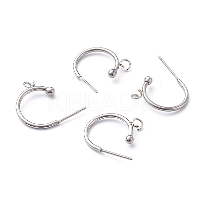 Non-Tarnish 304 Stainless Steel Half Hoop Earrings X-STAS-Z028-B01-P-1