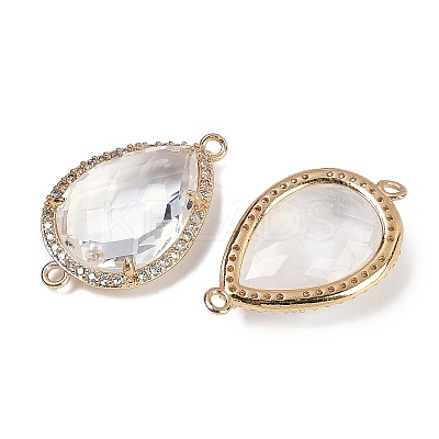 Natural Quartz Crystal Faceted Teardrop Links G-B126-03G-10-1