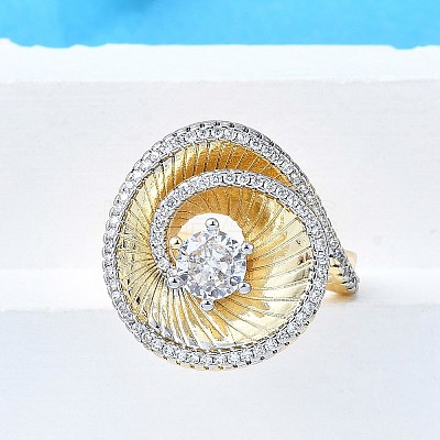 Brass Micro Pave Clear Cubic Zirconia Cuff Rings for Women RJEW-G347-05G-1