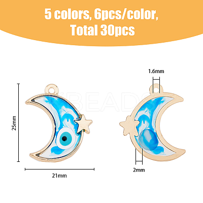 30Pcs 5 Colors Alloy Enamel Pendants ENAM-HY0001-05-1