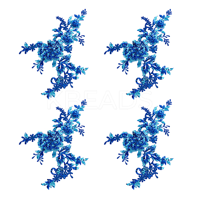 Flower Polyester Embroidery Sew on Appliques PATC-WH0020-33E-1