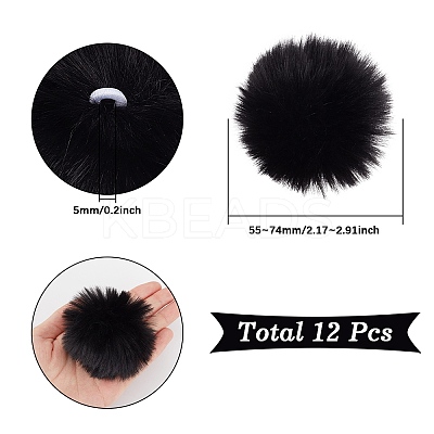 12Pcs Handmade Faux Rabbit Fur Pom Pom Ball Covered Pendants WOVE-SC0001-06F-1
