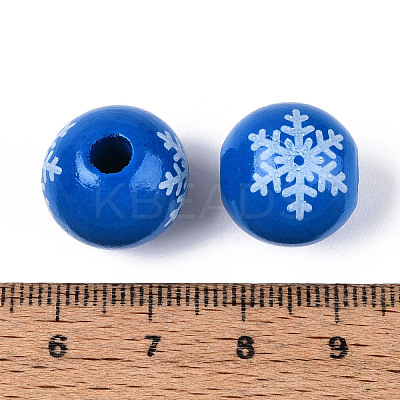 Christmas Spray Painted Schima Wood Beads WOOD-T032-35C-1
