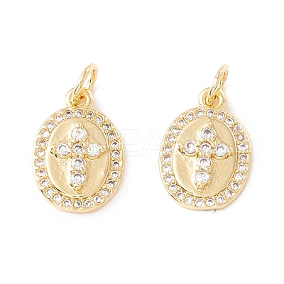 Rack Plating Brass Micro Pave Clear Cubic Zirconia Charms ZIRC-I057-17G-1