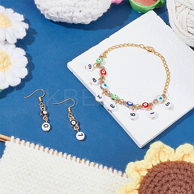 Evil Eye CCB Enamel Pendant Locking Stitch Markers with Acrylic Number Bead HJEW-AB00105-1