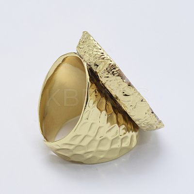 Adjustable Natural Druzy Agate Cuff Finger Rings RJEW-L079-K01-1