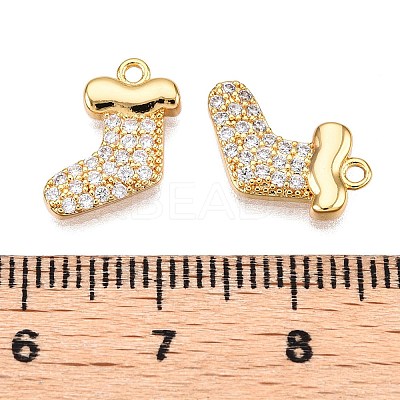 Christmas Theme Brass Micro Pave Clear Cubic Zirconia Charms X1-KK-T073-17G-1