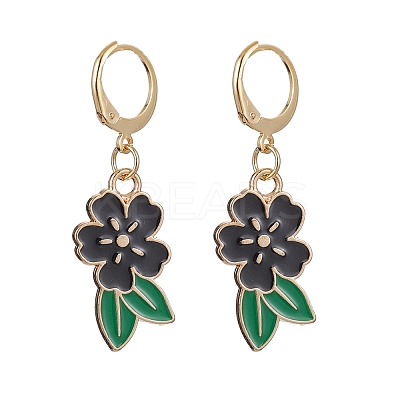 5 Pair 5 Color Alloy Enamel Dangle Leverback Earrings EJEW-JE05523-1