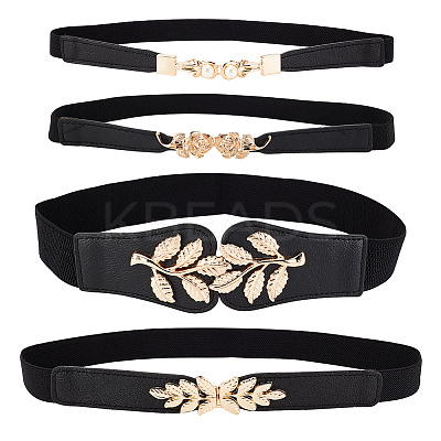 4Pcs 4 Style Imitation Leather Elastic Chain Belt AJEW-GA0006-22B-1