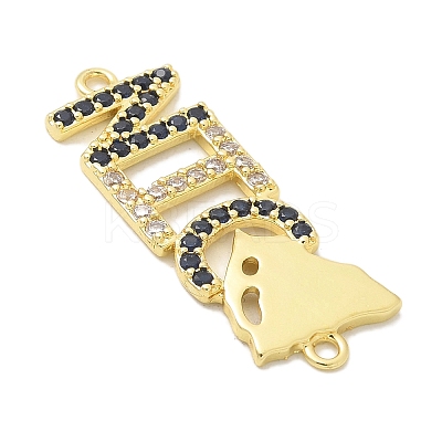 Brass Clear & Blue Cubic Zirconia Word NICE Connector Charms KK-K293-33G-1