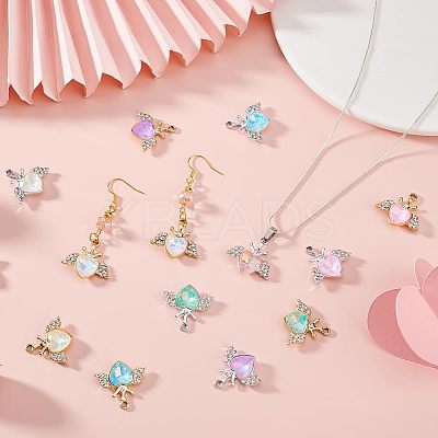 40Pcs 2 Colors UV Plating Alloy Mixed Color Glass Rhinestone Pendants FIND-PH0021-94-1