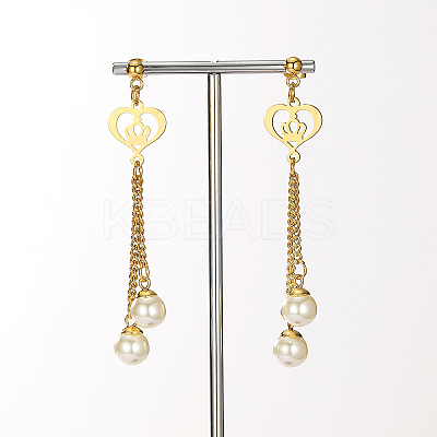 Retro Heart Tassel 201 Stainless Steel Stud Earrings LE0057-1