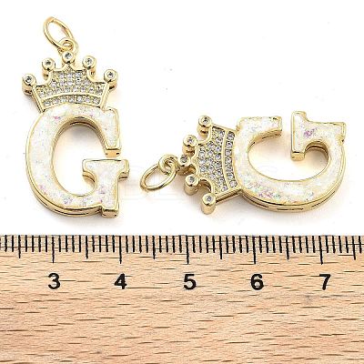 Brass Micro Pave Clear Cubic Zirconia Pendants KK-G498-01G-02-1